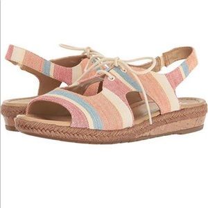 Multicolor Leather & Canvas Lace Up Sandals